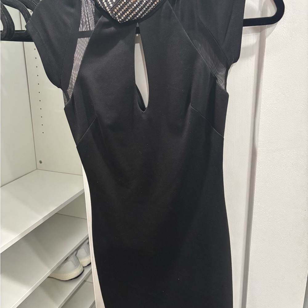 Chic Black Dress with Mesh Detail